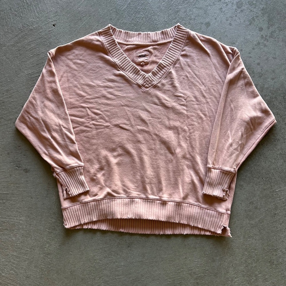 Aerie Sweatshirt Women's‎ Small Pink V Neck Crewneck Oversized Blank